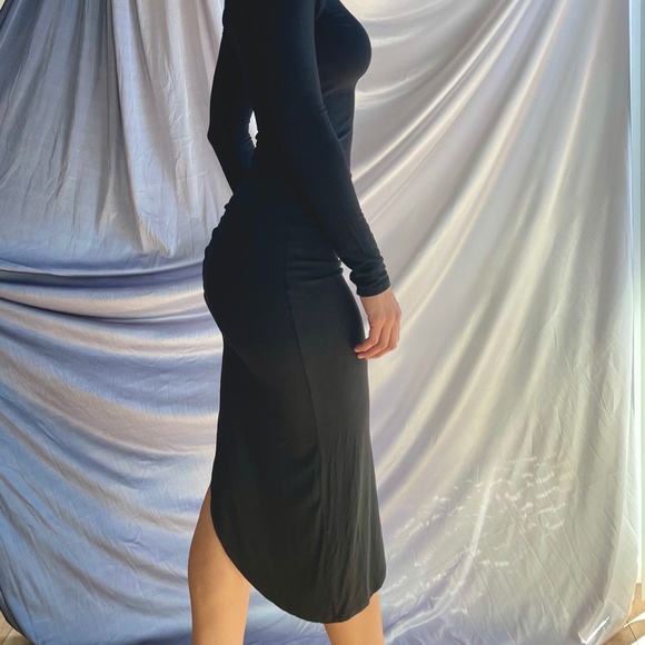 Heart & Hips Asymmetrical Long Black Dress, Womens Size Small - Picture 4 of 8